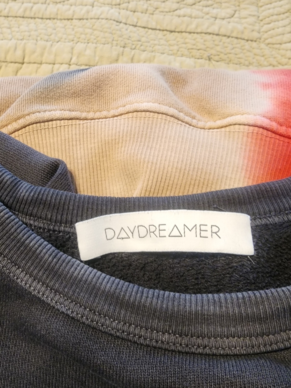 Daydreamer V-Stripe Tie-Dye Crewneck in Navy, Red and Pink - Picture 4 of 4